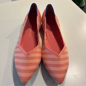 Rothy's Coral and Cream Striped Flats